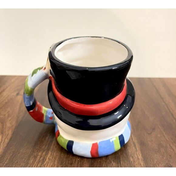 Holiday Snowman Coffee Mug With Scarf Handle Small Christmas Cup - Picture 3 of 8